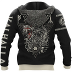 Viking Hoodie Norse Raven and Norse Wolf Art