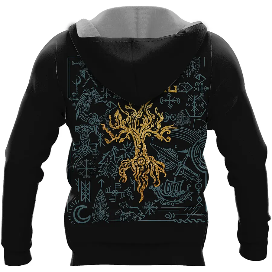 Viking Hoodie Norse Raven and Tree of Life Symbol