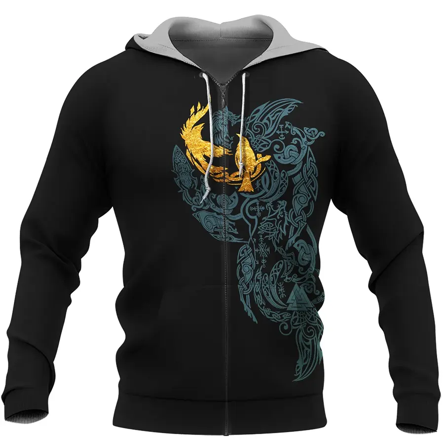 Viking Hoodie Norse Raven and Tree of Life Symbol