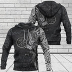 Viking Hoodie Norse Raven and Vegvisir Symbol Norse Path