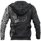 Viking Hoodie Norse Raven and Vegvisir Symbol Norse Path