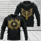 Viking Hoodie Norse Raven Valknut Viking Celtic Gold