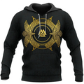 Viking Hoodie Norse Raven Valknut Viking Celtic Gold