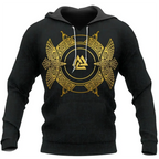 Viking Hoodie Norse Raven Valknut Viking Celtic Gold