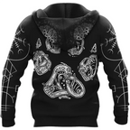 Viking Hoodie Norse Wolf Art and Vegvisir Symbol
