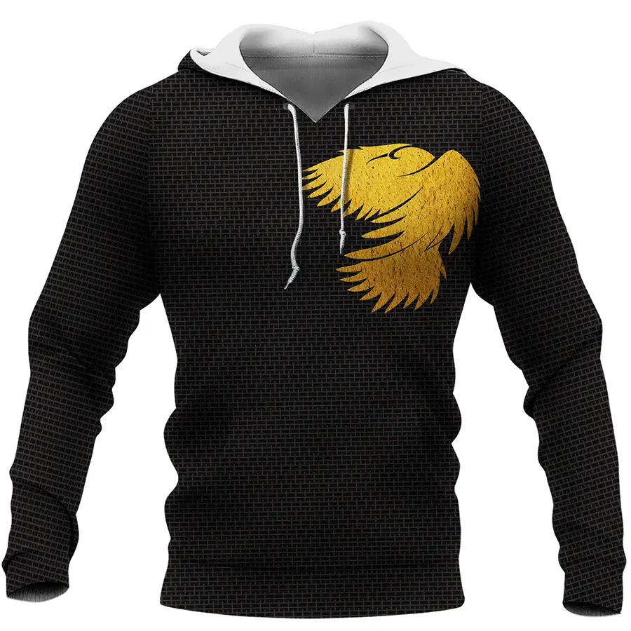 Viking Hoodie Raven and Yin Yang Wolf Yggdrasil Gold