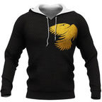 Viking Hoodie Raven and Yin Yang Wolf Yggdrasil Gold