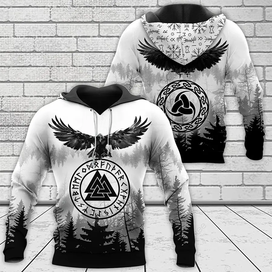 Viking Hoodie Raven Symbol Norse Warrior Spirit