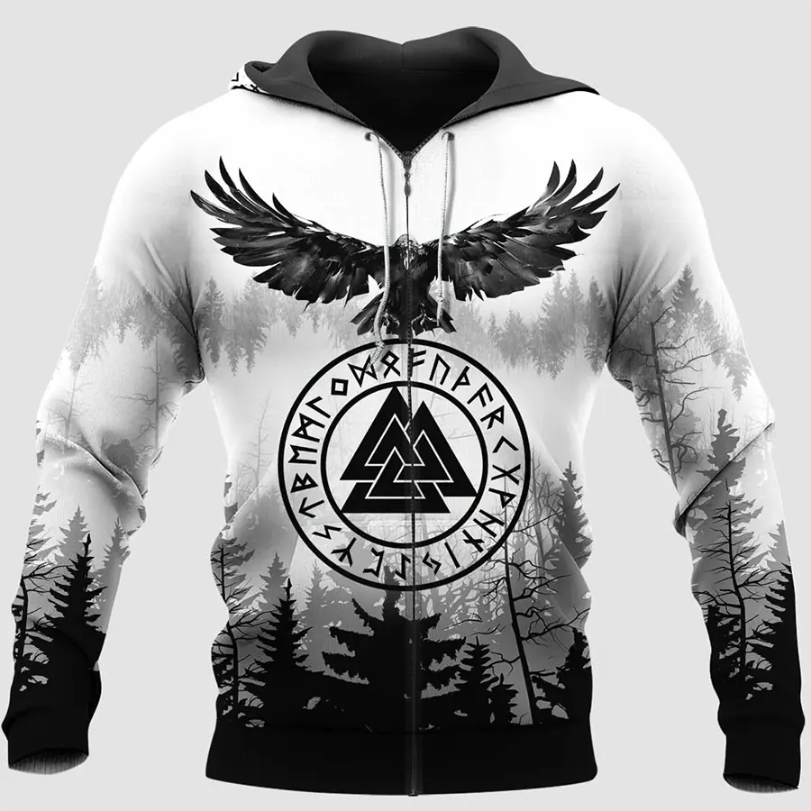 Viking Hoodie Raven Symbol Norse Warrior Spirit
