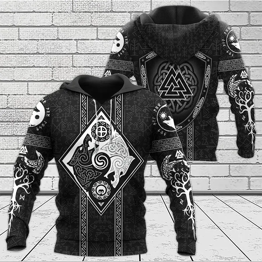 Viking Hoodie Skoll and Hati with Viking Celtic Art