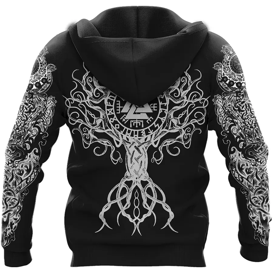 Viking Hoodie Skull Celtic Tree of Life Fusion