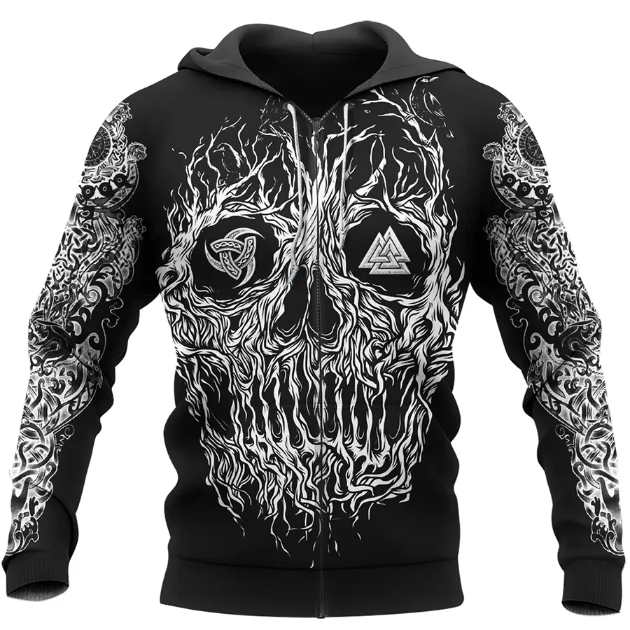 Viking Hoodie Skull Celtic Tree of Life Fusion