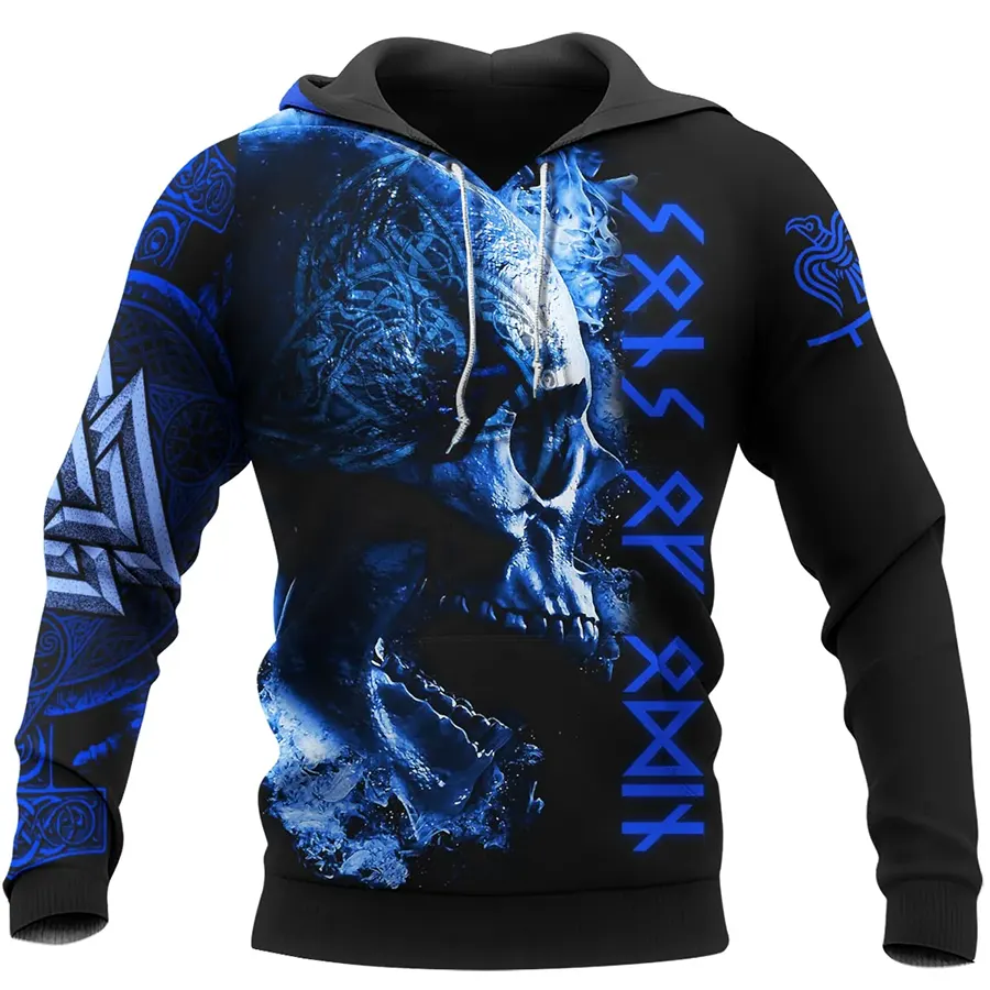 Viking Hoodie Surreal Skull Sons Of Odin Warrior
