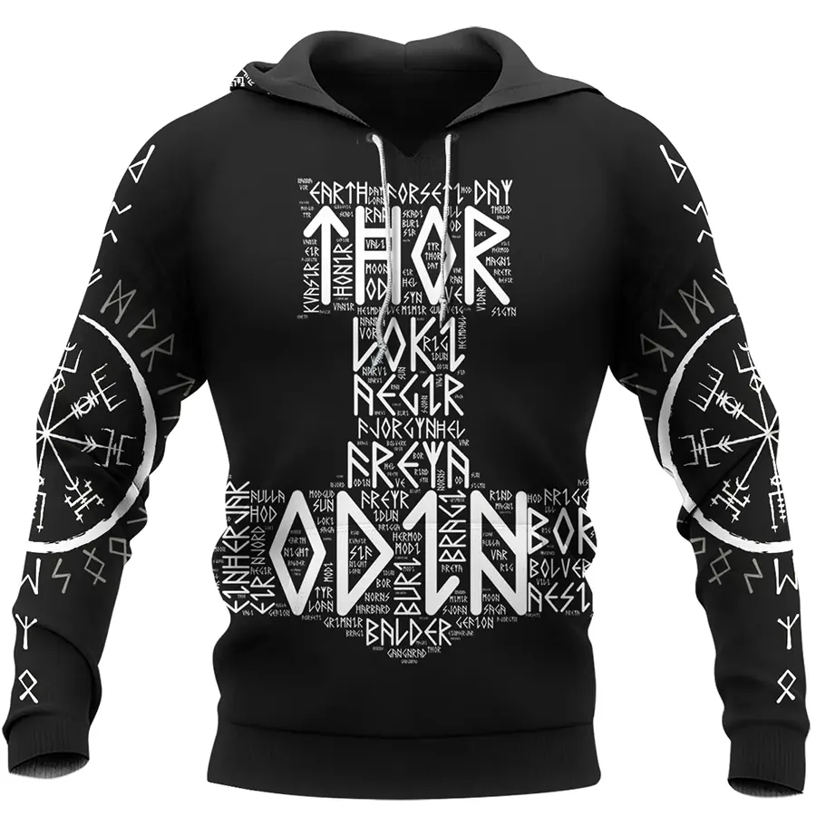 Viking Hoodie Thor Odin Mythos Mjolnir Norse Power