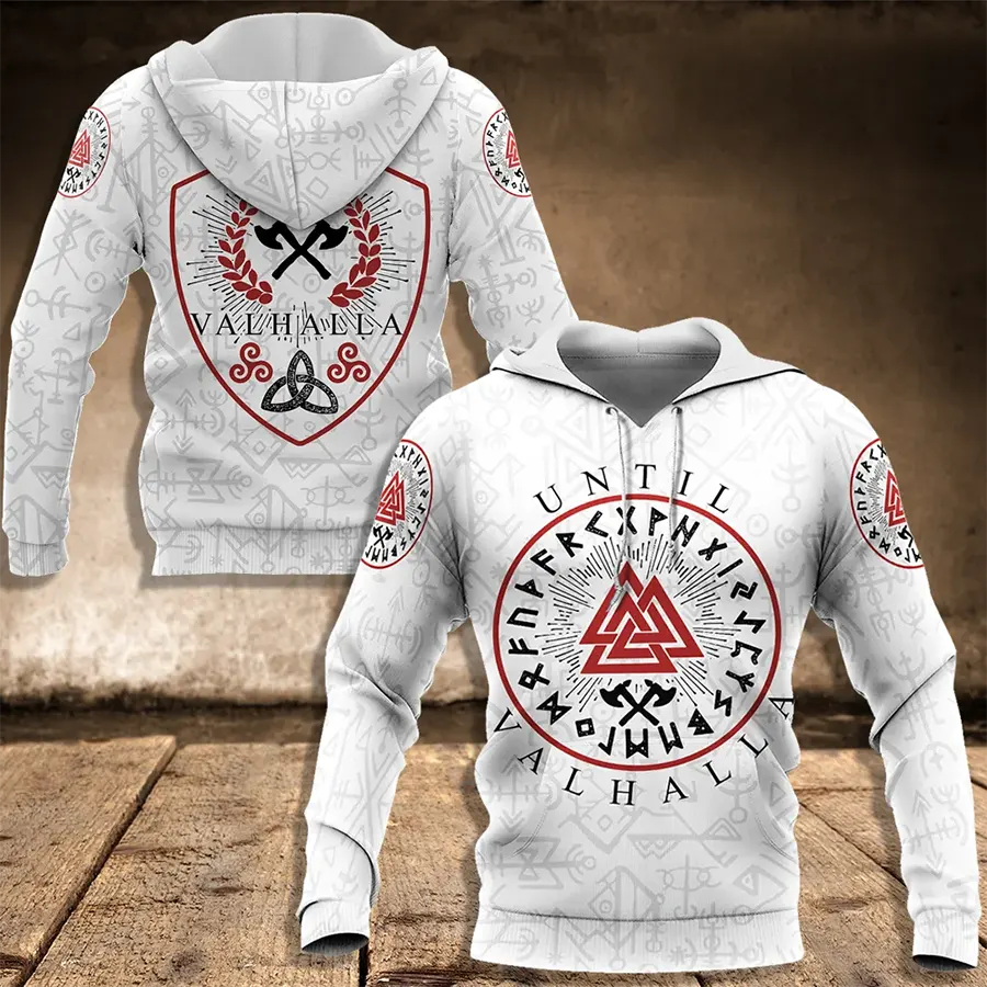 Viking Hoodie Until Valhalla Rune Shield Norse Design