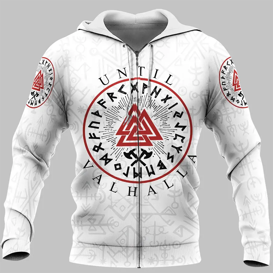 Viking Hoodie Until Valhalla Rune Shield Norse Design