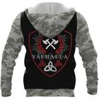 Viking Hoodie Until Valhalla Valknut and Rune Axe Camo Warrior