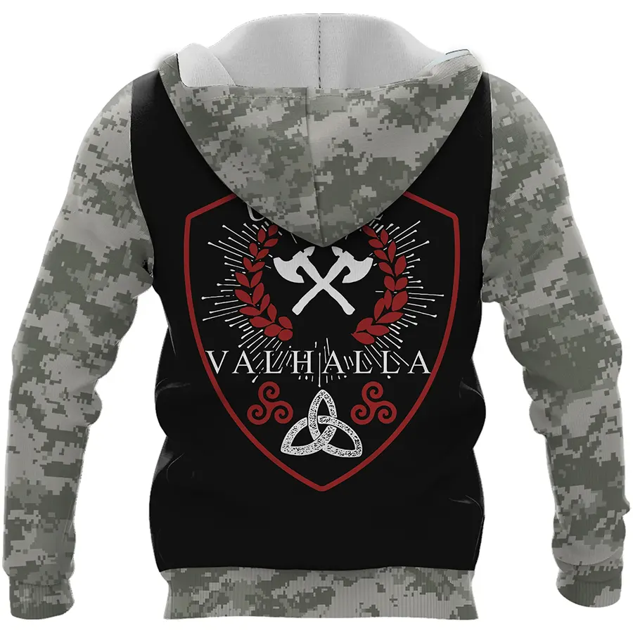 Viking Hoodie Until Valhalla Valknut and Rune Axe Camo Warrior