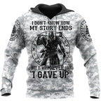 Viking Hoodie – Valknut Rune – Warrior Never Give Up