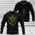 Viking Hoodie Vegvisir Viking Compass Gold Metallic