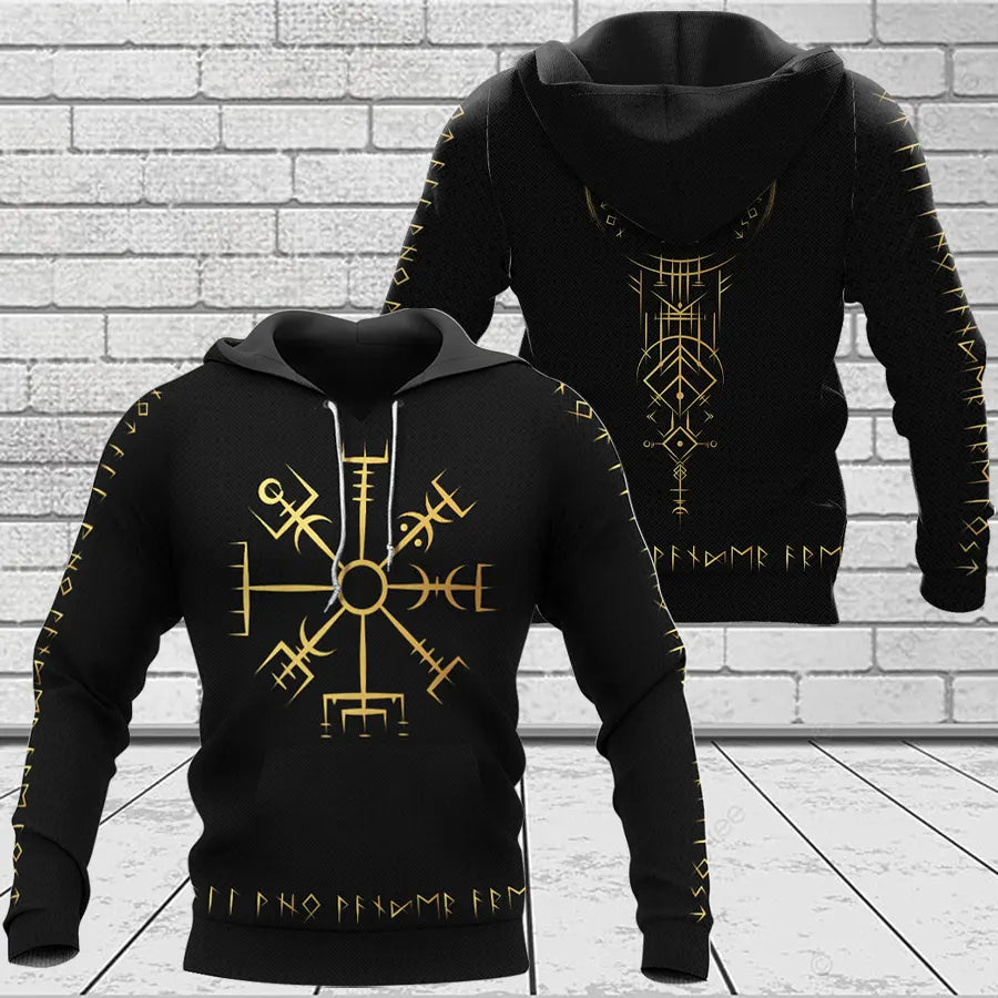 Viking Hoodie Vegvisir Viking Compass Gold Metallic