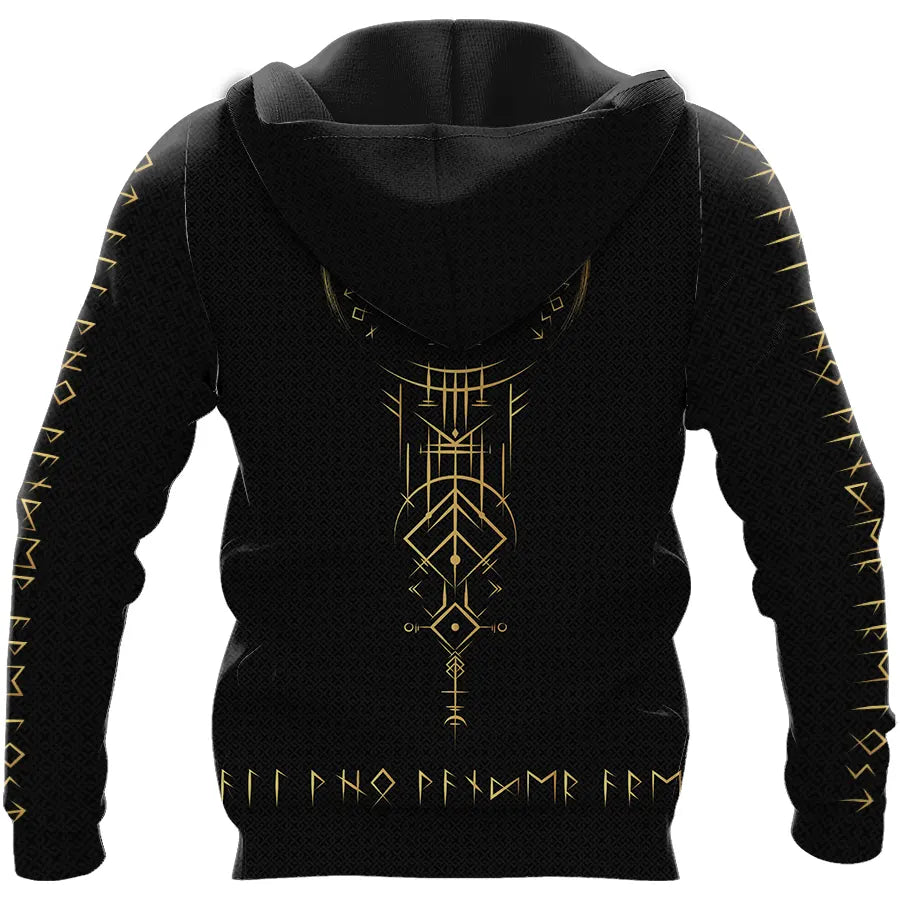 Viking Hoodie Vegvisir Viking Compass Gold Metallic