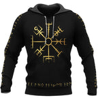 Viking Hoodie Vegvisir Viking Compass Gold Metallic