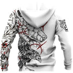 Viking Hoodie Norse Raven and Norse Wolf Symbol Balance