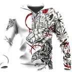 Viking Hoodie Norse Raven and Norse Wolf Symbol Balance