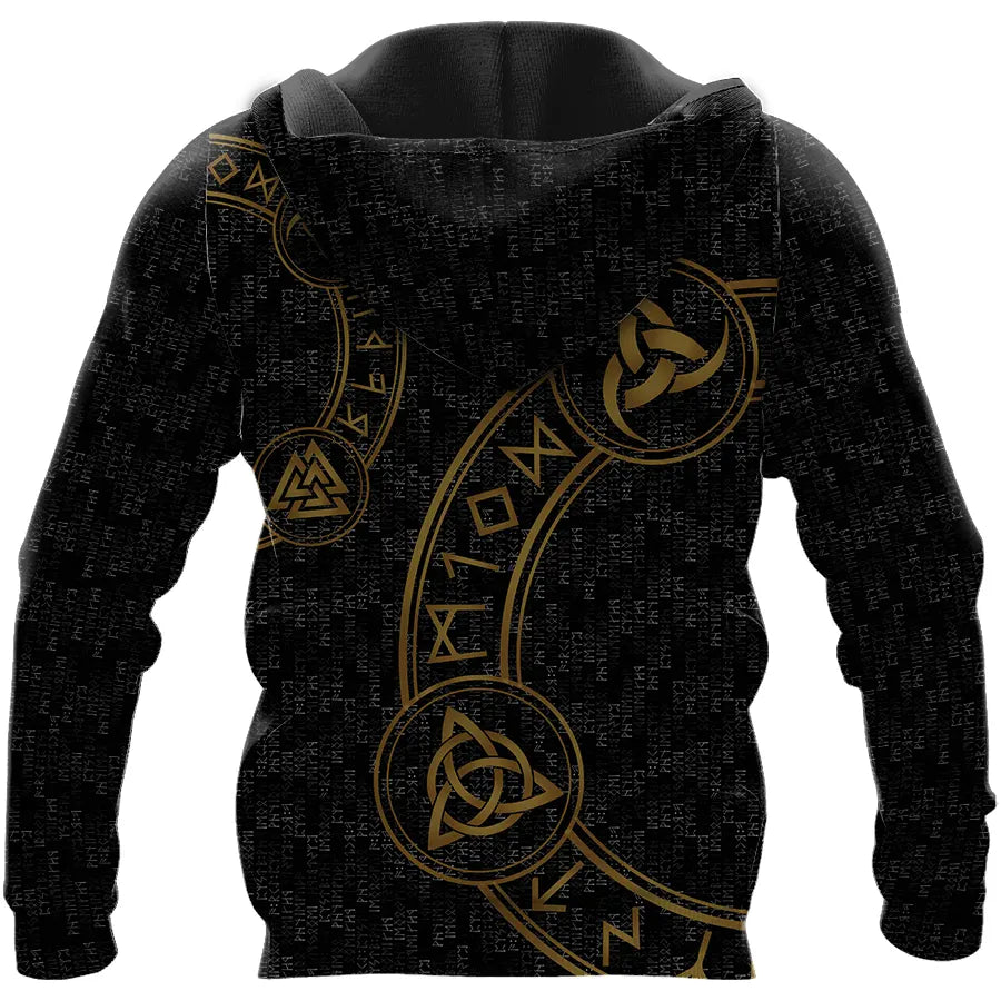 Viking Hoodie Viking Valknut Rune and Triple Horn Norse Legacy