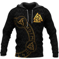 Viking Hoodie Viking Valknut Rune and Triple Horn Norse Legacy