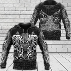 Viking Hoodie Warrior Fenrir Symbol Norse Raven Mjolnir Art
