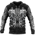 Viking Hoodie Warrior Fenrir Symbol Norse Raven Mjolnir Art