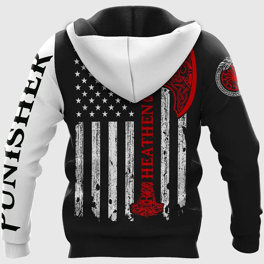Viking Hoodie Warrior Until Valhalla Heathen Axe Flag