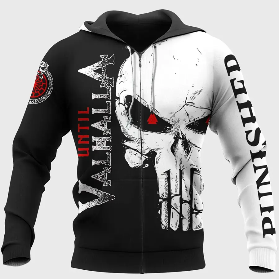 Viking Hoodie Warrior Until Valhalla Heathen Axe Flag