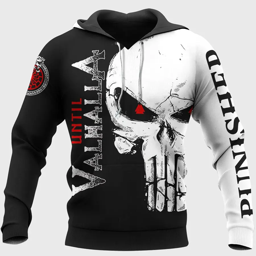 Viking Hoodie Warrior Until Valhalla Heathen Axe Flag