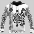 Viking Hoodie Warrior Viking Raven Symbol and Viking Wolf Rune