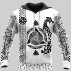 Viking Hoodie Warrior Viking Raven Symbol and Viking Wolf Rune