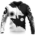 Viking Hoodie Yin Yang Geri and Freki Wolves Balance