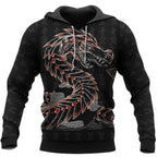 Viking Hoodies – Jormungandr Rune Serpent Power Design
