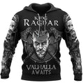 Viking Hoodies – King Ragnar – Valhalla Awaits Legendary Art