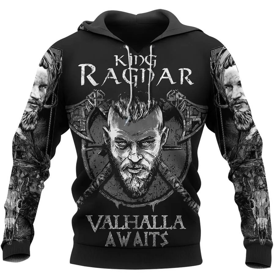 Viking Hoodies – King Ragnar – Valhalla Awaits Legendary Art
