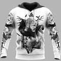 Viking Hoodies – Norse Mythology Art – Raven Wolf Serpent
