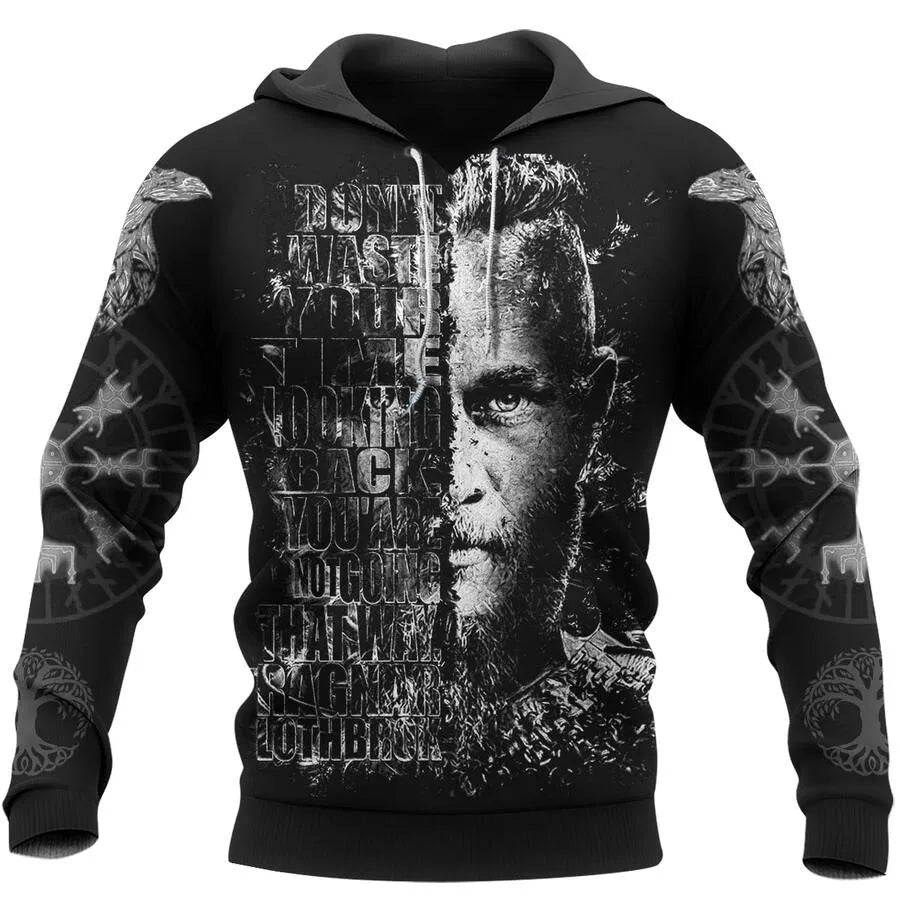 Viking Hoodies – Ragnar Lothbrok – Vegvisir Rune Raven Art