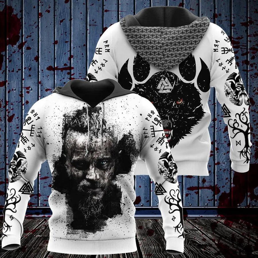 Viking Hoodies – Viking Ragnar – Norse Wolf Symbol Fierce Heritage
