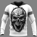 Viking Hoodies – Viking Skull Drawing – Norse Yggdrasil Tree Legend