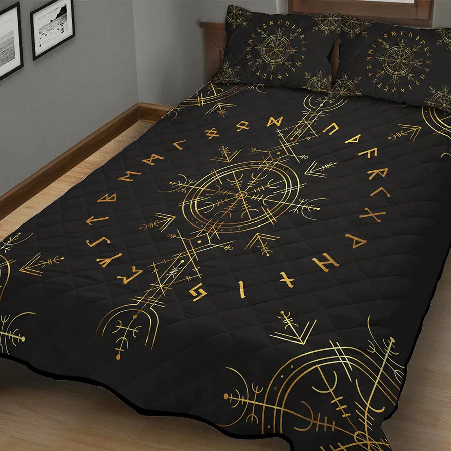 Viking Quilt Bedding Set Aegishjalmur and Rune