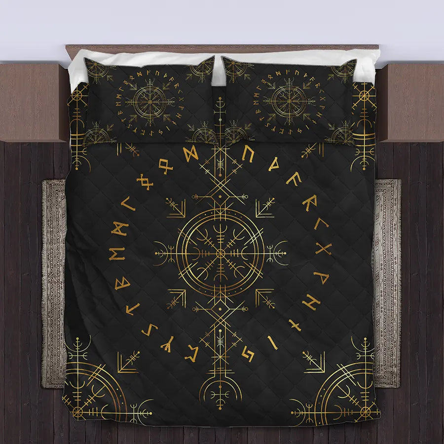 Viking Quilt Bedding Set Aegishjalmur and Rune