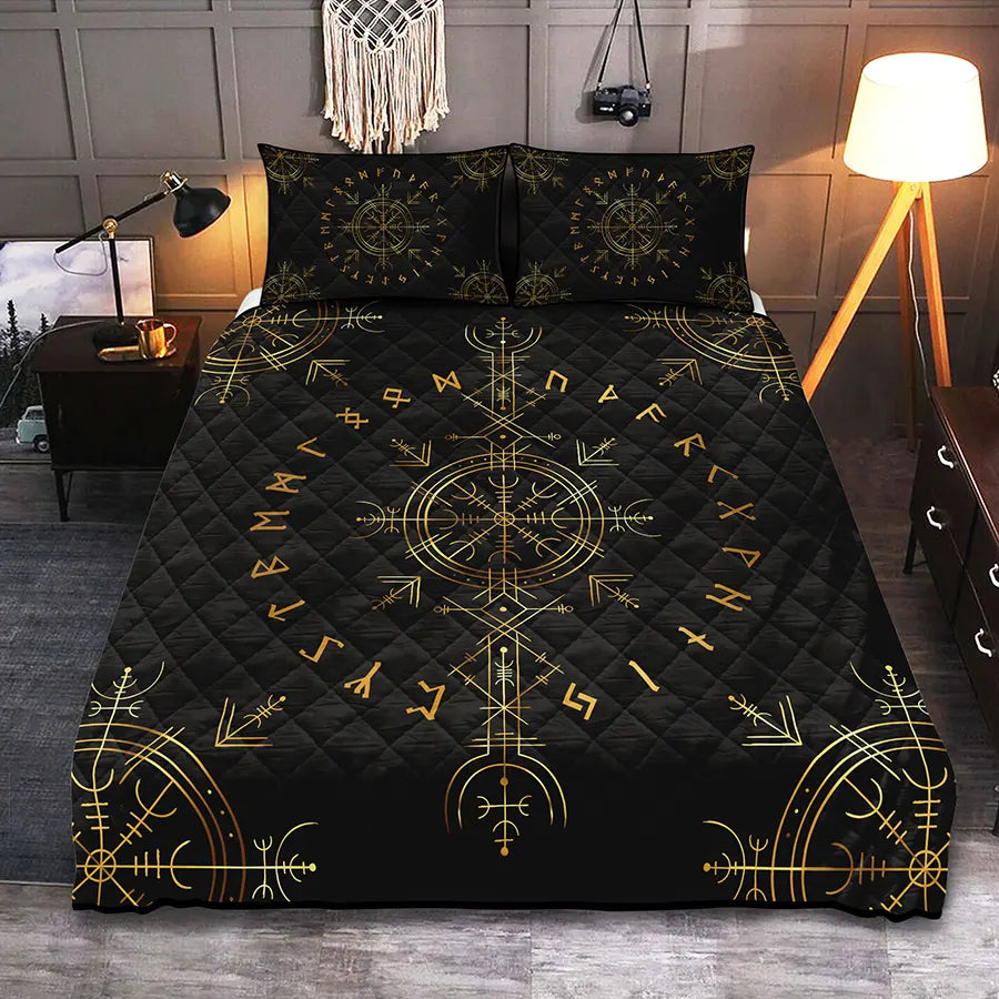 Viking Quilt Bedding Set Aegishjalmur and Rune