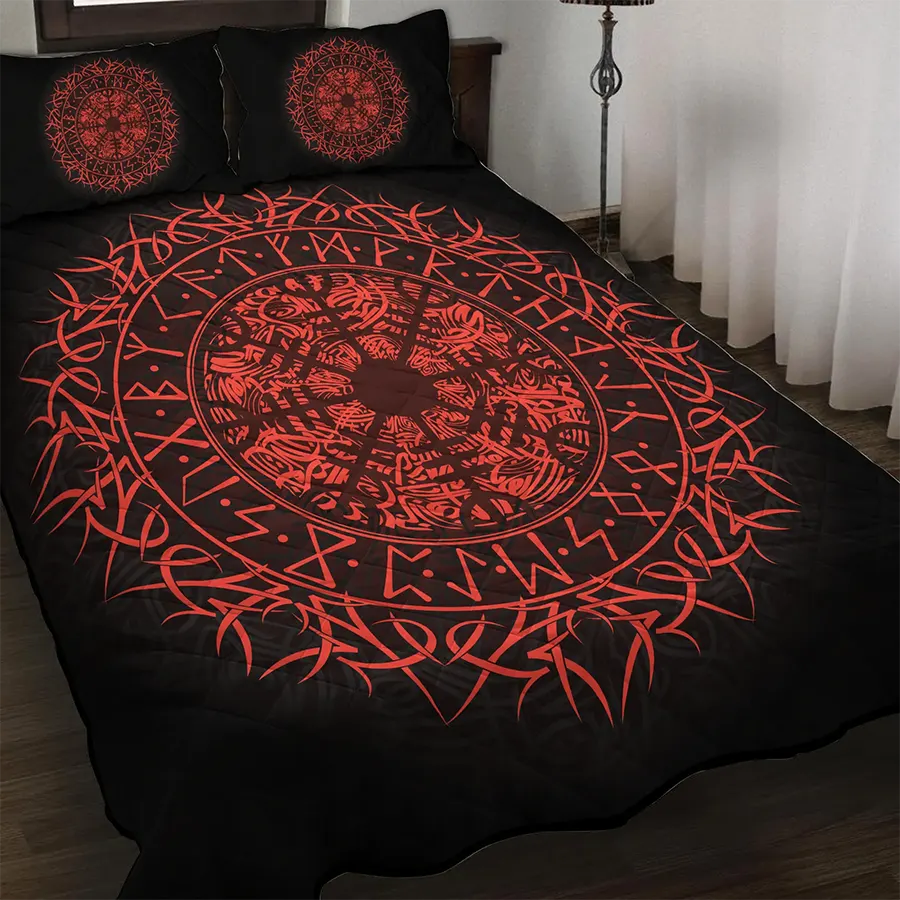 Viking Quilt Bedding Set Aegishjalmur Rune Protection